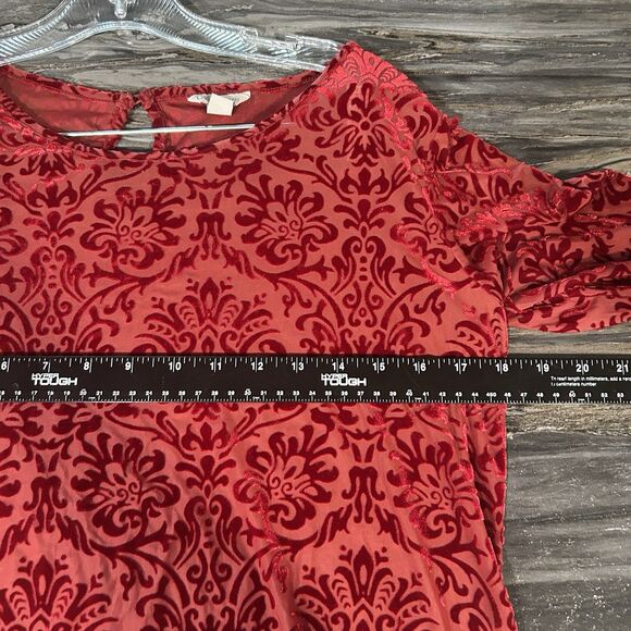 Cato Womens Velvet Burn Out Top Small Tunic Semi Sheer Floral Modest Stretch - Picture 10 of 13